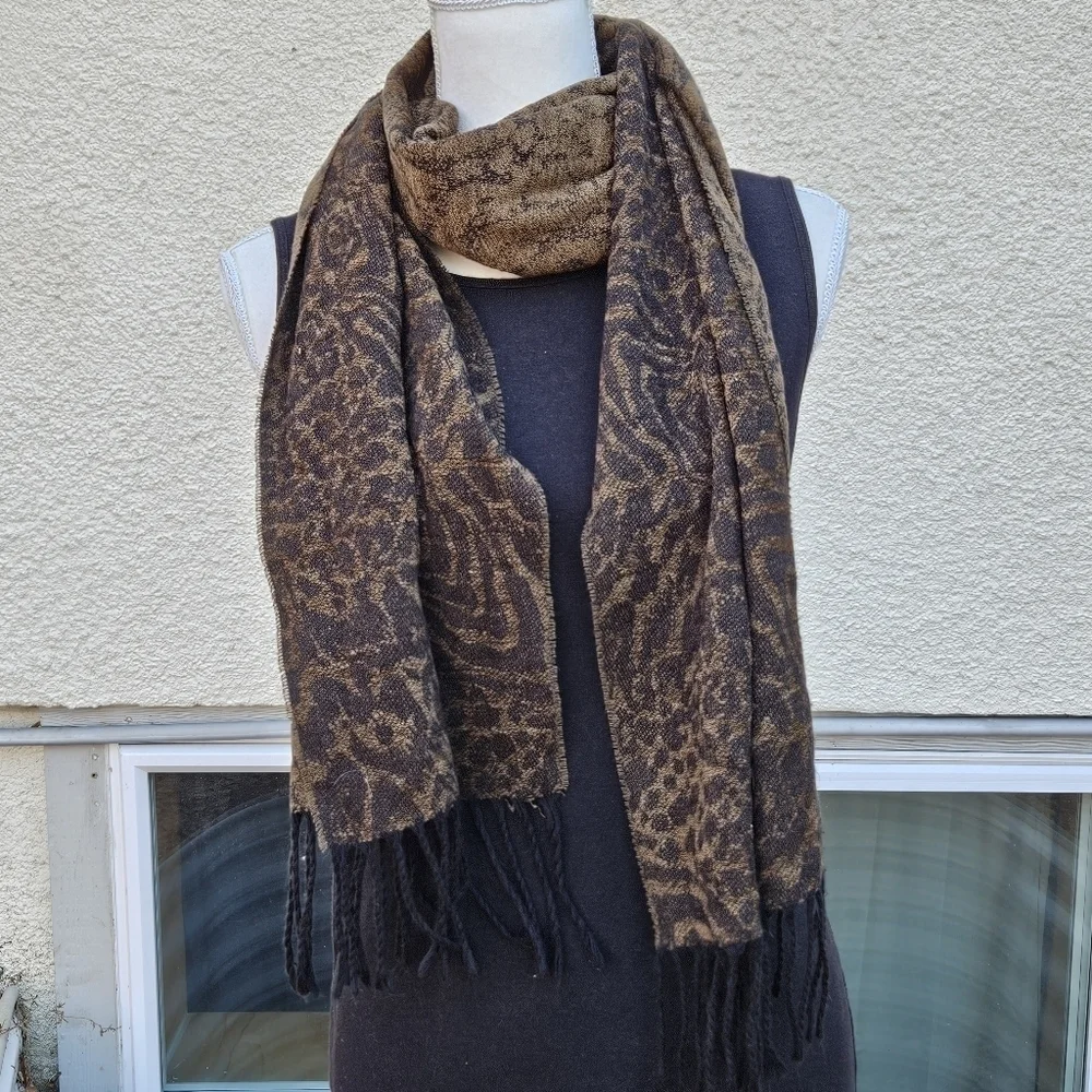 black and brown animal print scarf